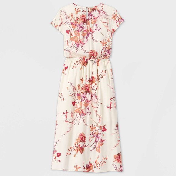 a new day Dresses & Skirts - Floral Print Short Sleeve Cinched Waist Dress